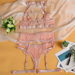 Toucheart Fantasia Lingeries Sexy Female Seamless Bra Kit Push Up Tulle Transparent Underwear Suspenders Complete Lace Bra Sets