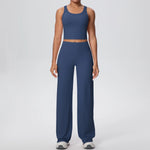 2PCS Yoga Set Women Tracksuit Nude Feeling Workout Sets Gym Clothes Push Up Fitness Running Sportswear Sport Straight tank suit
