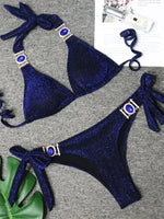 2026 Shiny Rhinestone Diamond Bikini Women Swimsuit Female Swimwear Two Pieces Bikini Set Halter Metal Chains Bathing Suit Swim