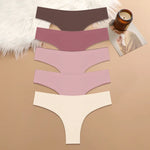 5PCS Seamless Maillard Panties Ultra-thin Brazilian panties Women Ice Silk Underwear Sexy Panty Low Waist G-string Female Solid