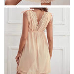 LingerieAdd Sexy Deep V Slip Nightdress Lace Hot Seductive Sex Pajamas Women Big Chest NightdressSummer Dress
