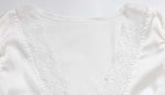 Ahagaga Causal Women Tops Solid Lace -Neck Short Sleeves Satin Slim Button Regular Eelgant Streetwear Tees Female Basic T Shirts