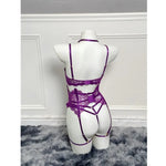 Toucheart Sexy Lingerie Suit for Women Lace Patchwork Halter Bra Set Solid Color Sexy Mesh See-through Garters Underwear Set New