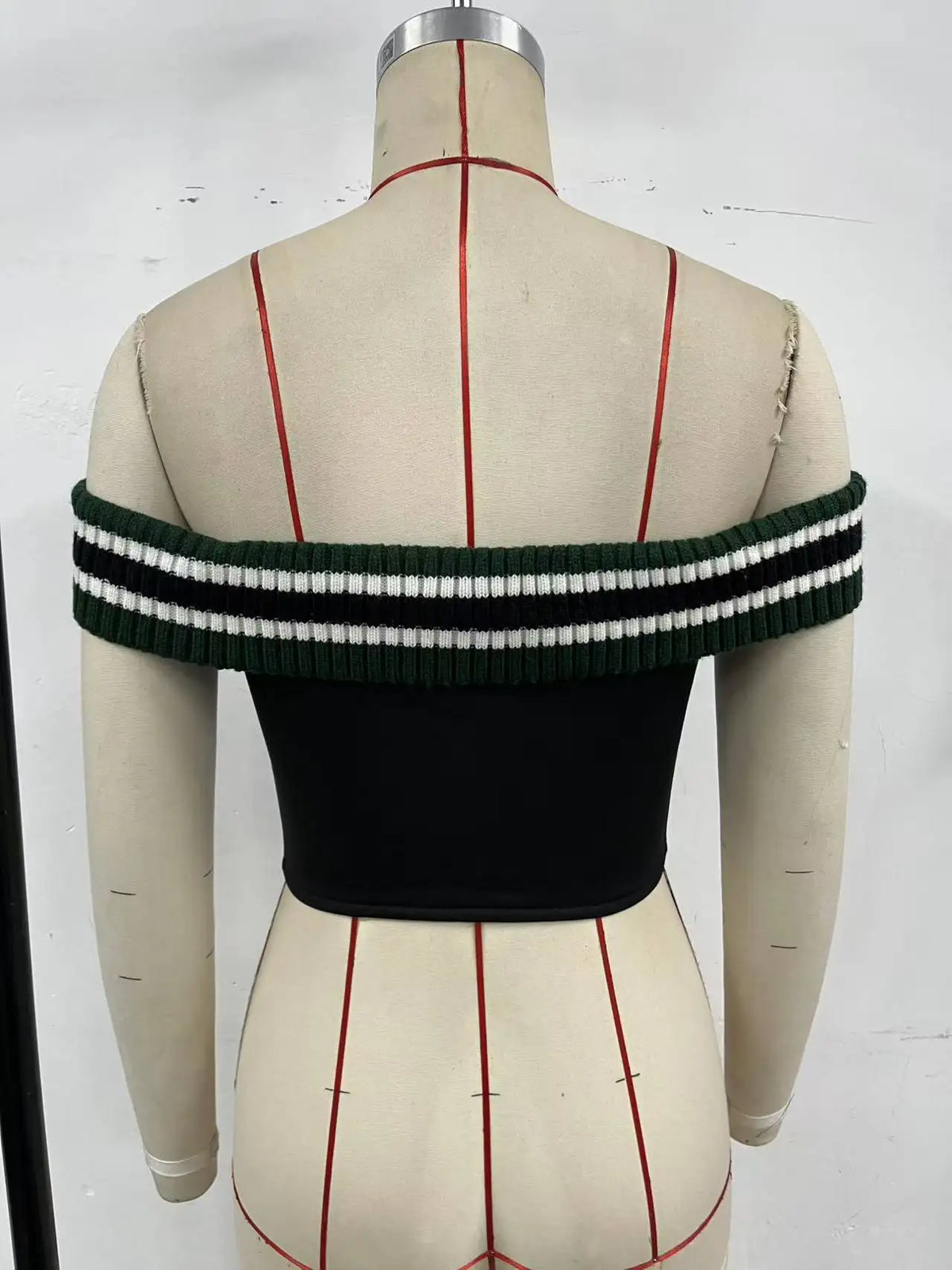 Sexy Green Black Knitted Patchwork Corset Tops Women's Sleeveless Vest 2026 Bandage Cross Off Shoulder Fishbone Y2K Tanks Top