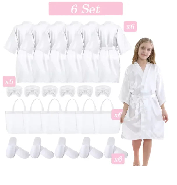 6-15 Set Muti Colors Spa Party Robe for Girls Kids Birthday Party Supplies Favors Spa Day Robes Gowns Sleepover Pyjama Party