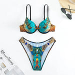 XS-XXL Sexy Peacock Leopard Print High Waist Push Up Bikini Set Two Pieces Swimsuit Beachwear Bathing Suit Swimwear Biquini