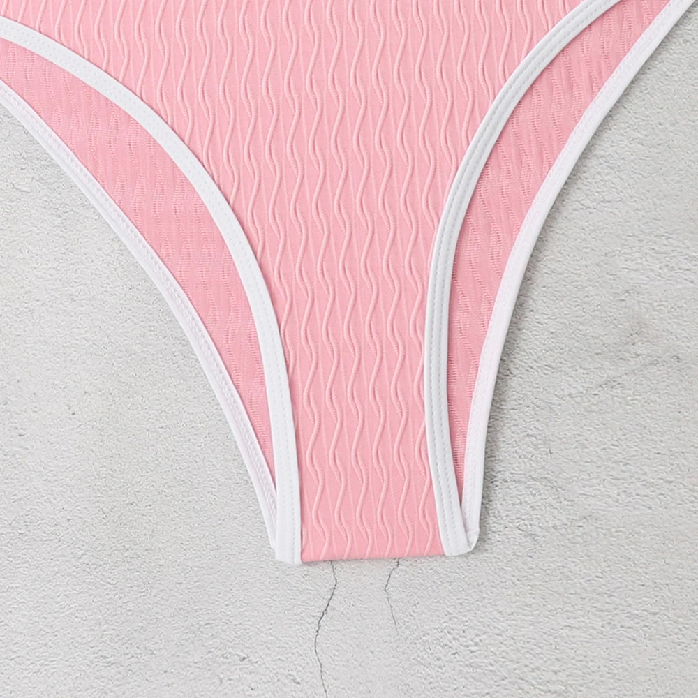 2026 One Piece Swimsuit Solid High Cut Swimwear Women Bathing Suit Female Swimming Summer Beachwear Bodysuit
