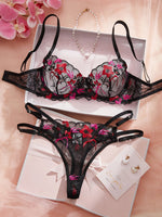 MOYISU Luxury French Pure Desire White Lace Thin Sexy Gauze Underwear Set Embroidery Girl Push-up Bra Big Size Big Breasts Small