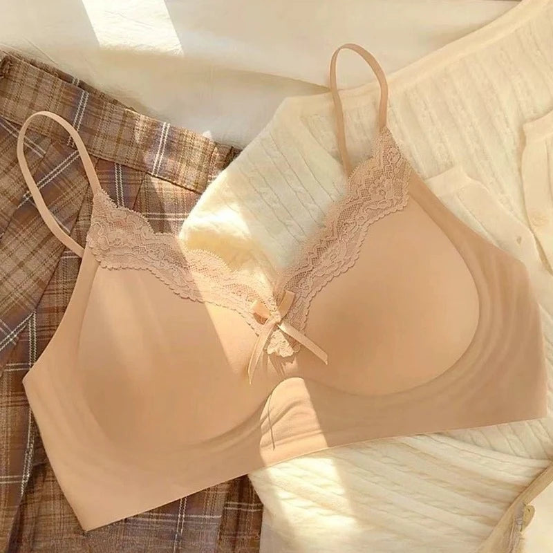 Women's Lace Bra Underwear Vest-Style Strips Beautiful Comfortable Bra Small Breasts Support Comfortable Wireless Underwear