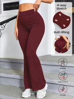 Women's High-Waisted Flared Yoga Leggings, Basic Style High Stretch Bootcut Workout Pants,Women's Trousers,Plus Size Leggings