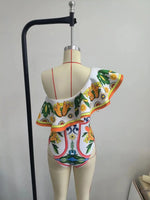 2024 Women Swimwear 2PC Cover-up Swimsuit Ruffle Solid Printed Deep V One-piece Monokini Kimono Bikini Suit Summer Beachwear