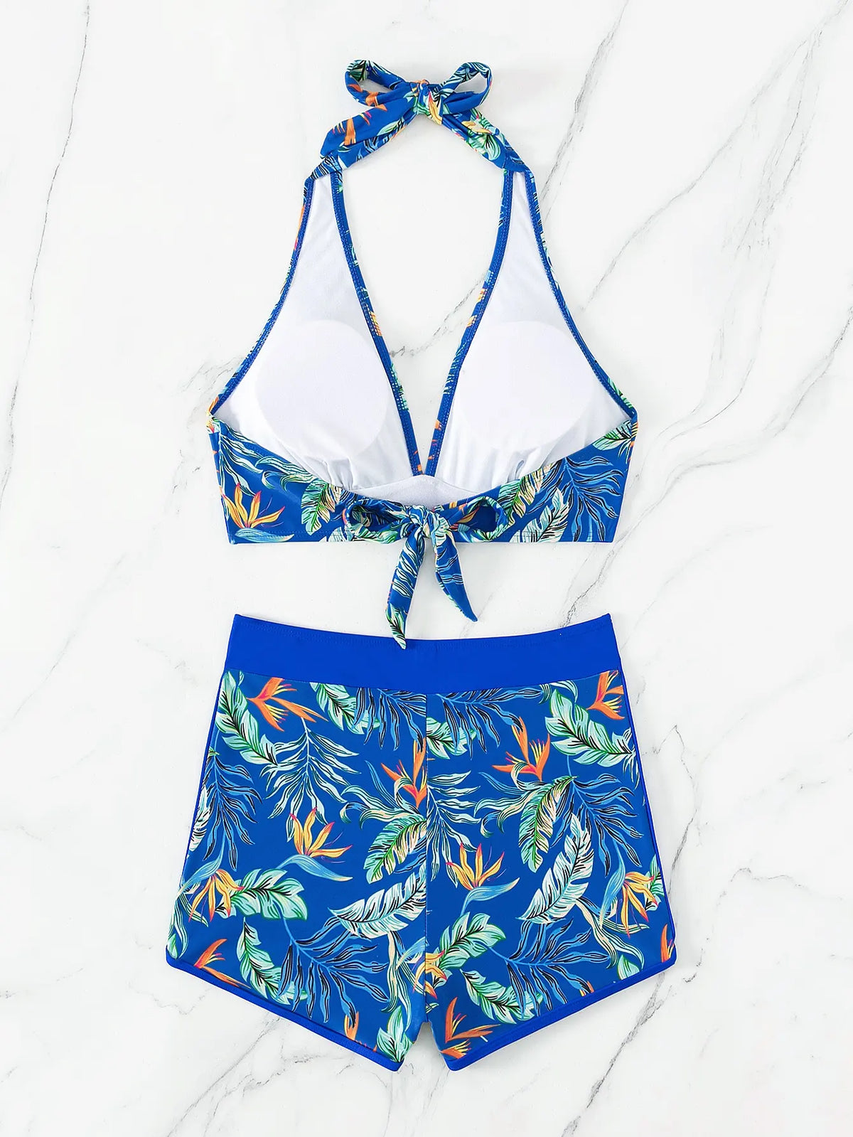 2026 Halter Bikini Set Short Swimsuit Women High Waist Swimwear Female Printed Bathers Swimming Bathing Swim Suit Beachwear