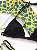 2023 Leopard Print Bikinis 3 Piece Sets Women Sexy Swimwear Female Low Wais Swimsuit Lace Up Micro Bikini Set Beach Bathing Suit