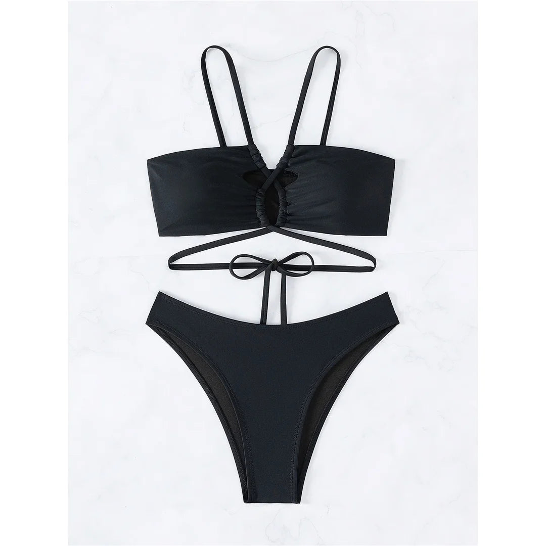 S - XL Cut Out Scrunch Butt Bikini Female Swimsuit Women Swimwear Two-pieces Bikini set Brazilian Bather Bathing Suit Swim K7300