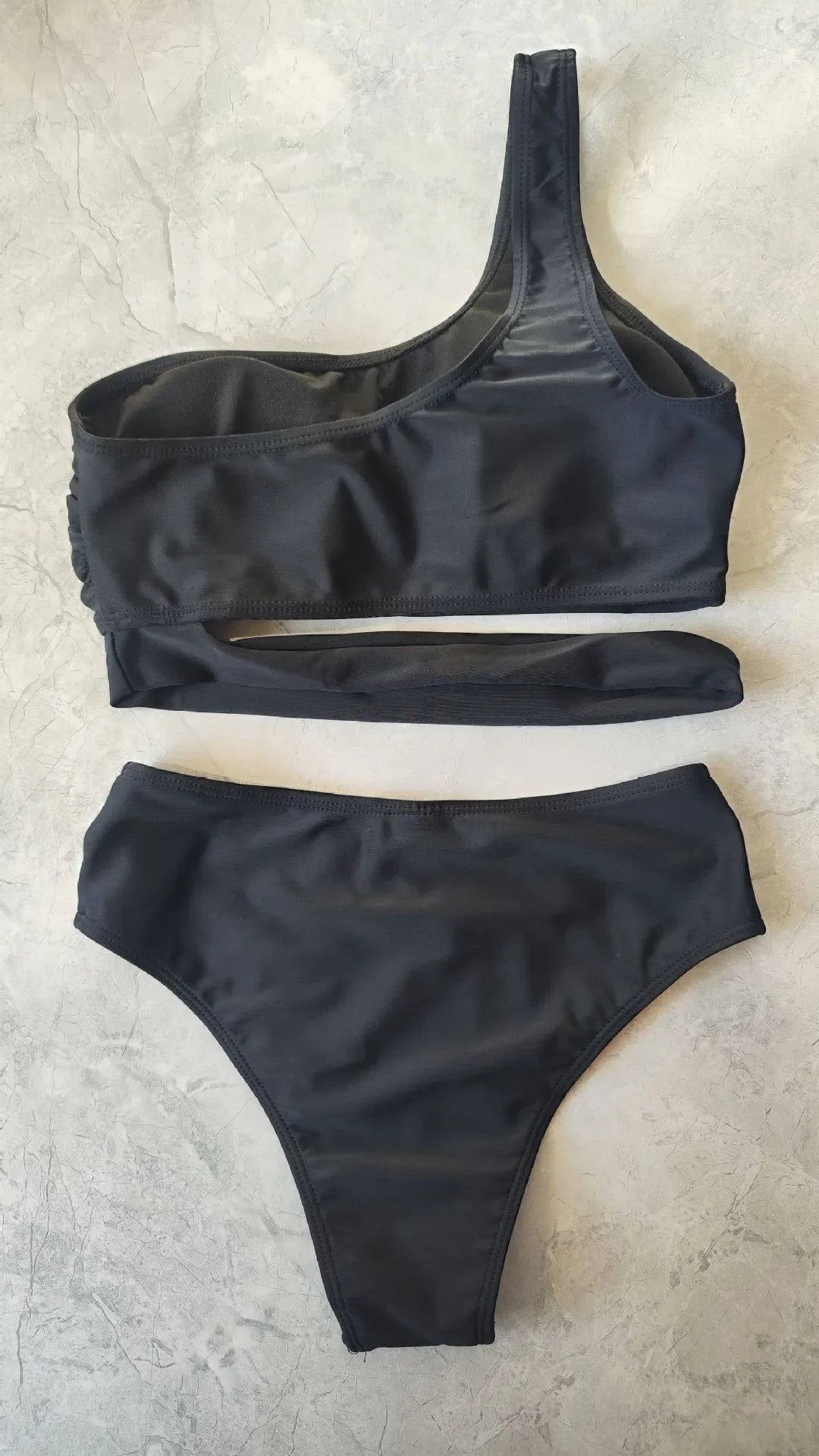 Woman 2026 Bikini One Shoulder Top Olive Green Bikinis High Waist Brief Side Cut Out Swimwear Solid Cropped Top Two Piece