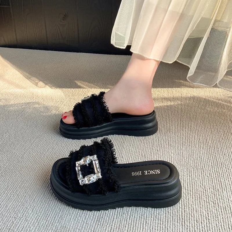 Slippers Women Summer Female Shoes Slides Loafers Fashion 2026 Soft Luxury Casual Leisure Slippers Women Summer Shoes Slides Loa