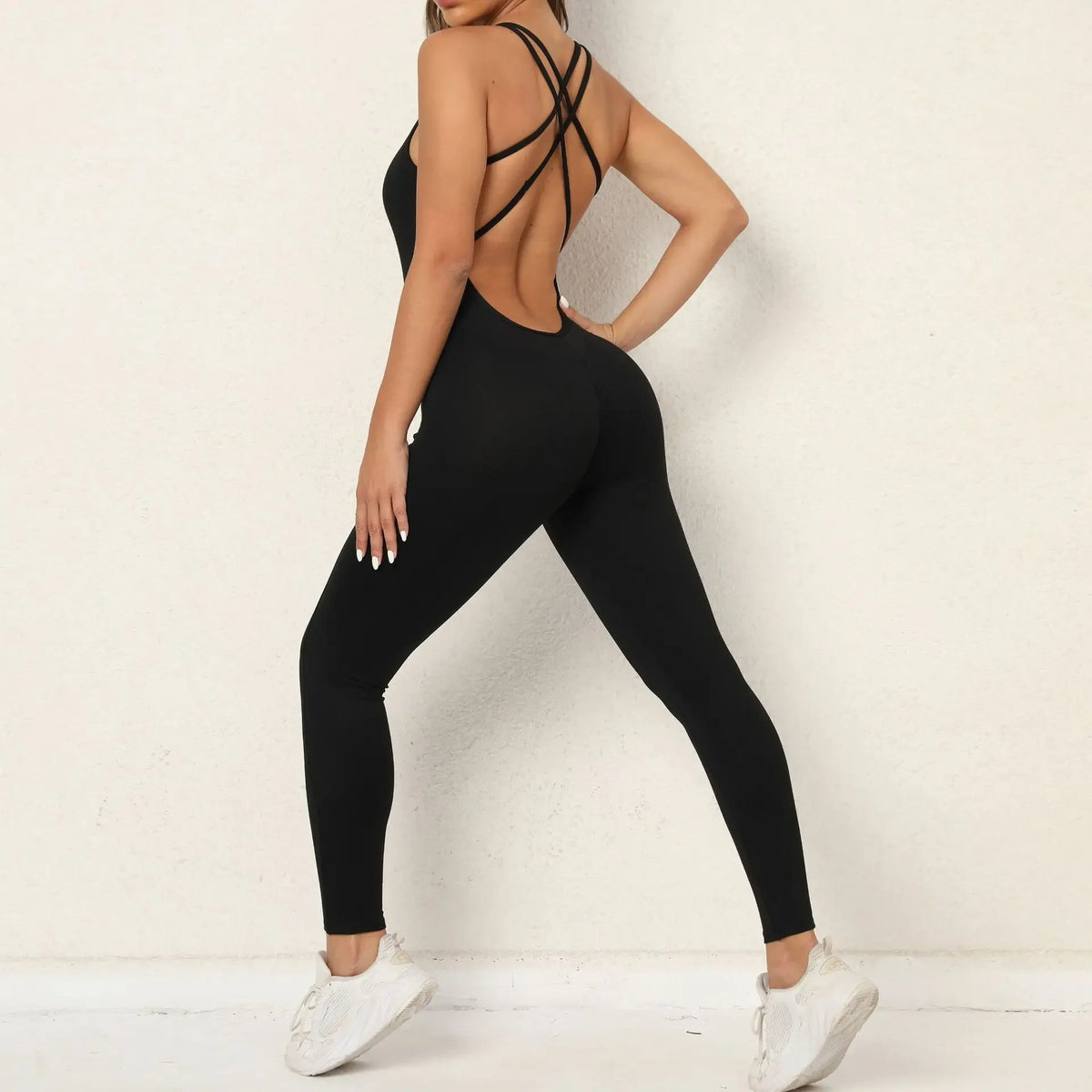 Seamless High-Waisted Peach Hip Yoga Jumpsuit for Women - Fast Drying Sweat-Wicking Tight Running Sports Jogging Gym Activewear