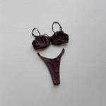 New Fashion Women Sexy Underwire Padded Swimsuit Bead Decor Lace-up Backless Micro Bikini Beachwear Push Up Low Waist Swimwear