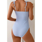 S - XL New Sexy Striped Frilled Strappy Women Swimwear One Piece Swimsuit Female Monokini Padded Bather Bathing Suit Swim V6949