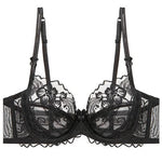 French Lace Lingerie Set Women Ultra Thin Sexy Underwire Bra&Panty Push Up Gather Breasts Pure Desire Large Breasts Support