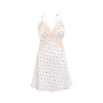Cute Dress Sexy Charming Pointed Collar Suspender Nightgown Women Summer Satin Fabric V-neck Lace Pajama Set for Home Wear NEW