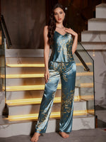 2026 New Women's Sleepwear Set Cherry Print Top and Pants 2 Piece Set Fashion Elegant Pajama Set For All Occasions