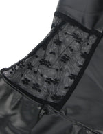 Baby Doll Black PU Leather Lace Sexy Halter Dress With Garter Belts Daring Lingerie for Women Plus Size Club Wear Ladies Dresses