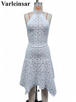 New Hollow Out Crochet Knitted 2 Pieces Suits Tunic Beach Cover Up Cover-ups Beach Dress Beach Wear Beachwear Female Women V8391