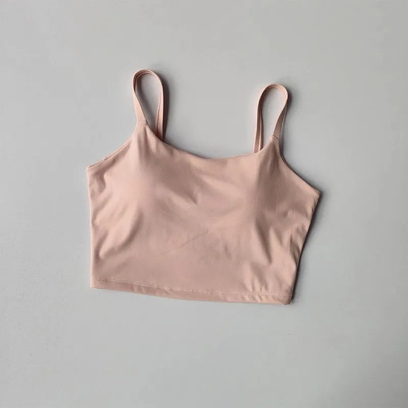 Women's yoga sports bra, small camisole vest integrated fixed gathering sports and fitness bra