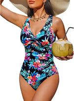 S - XXL Twist Front V Neck One Piece Swimsuit Women Swimwear Female Slim Monokini Backless Bathing Suit Swim Beachwear Bodysuit