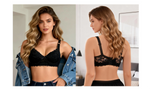 White Lace Underwire Bra for Women Plus Size Push Up Adjustable Straps 4 Hook Back Closure Daily Lingerie