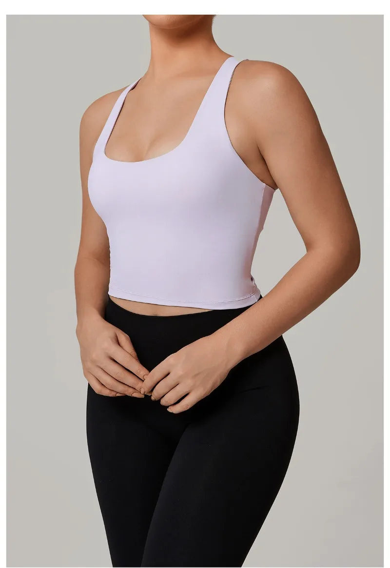 Women's Nude Yoga Vest Slim Fit Beautiful Back Sports Top Running Casual Fitness Tight Top