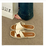 Summer 2026 Fashionable Minimalist Korean Style Beach Shoes Universal Flat Bottom Toe Post Thong Slippers Leisure Rubber Sole