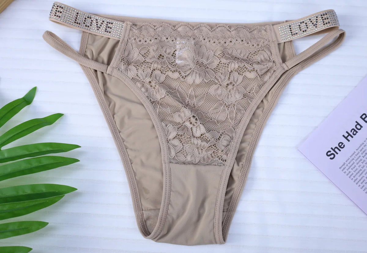 Lace Sexy Women Panties Seamless Underwear Rhinestone Briefs Ladies Briefs Women's Intimates Sexy Stretch Panties