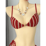 4PCS Striped With Long Sleeve Pants Bikini Female Swimsuit Women Swimwear Bather Bathing Suit Swim Four-pieces Bikini set K8072