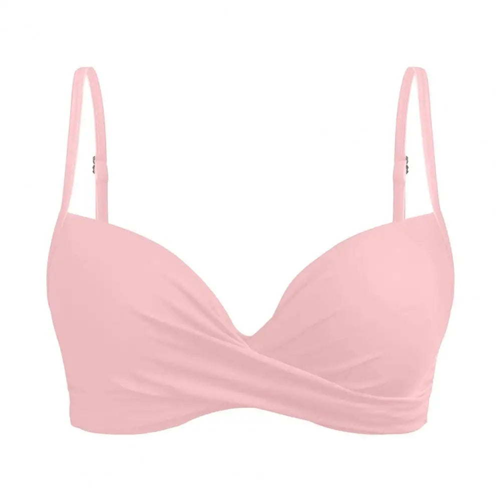 Sexy Bikini Tops Backless Butterfly Hook Design V-Neck Front Knotted Swimwear Tops Backless Bikini Bra