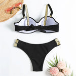 New S - XL Bra Bikini Push Up Swimsuit Female Swimwear Women Two-Pieces Bikini Set With Cup Bather Bathing Suit Swim Lady V2310