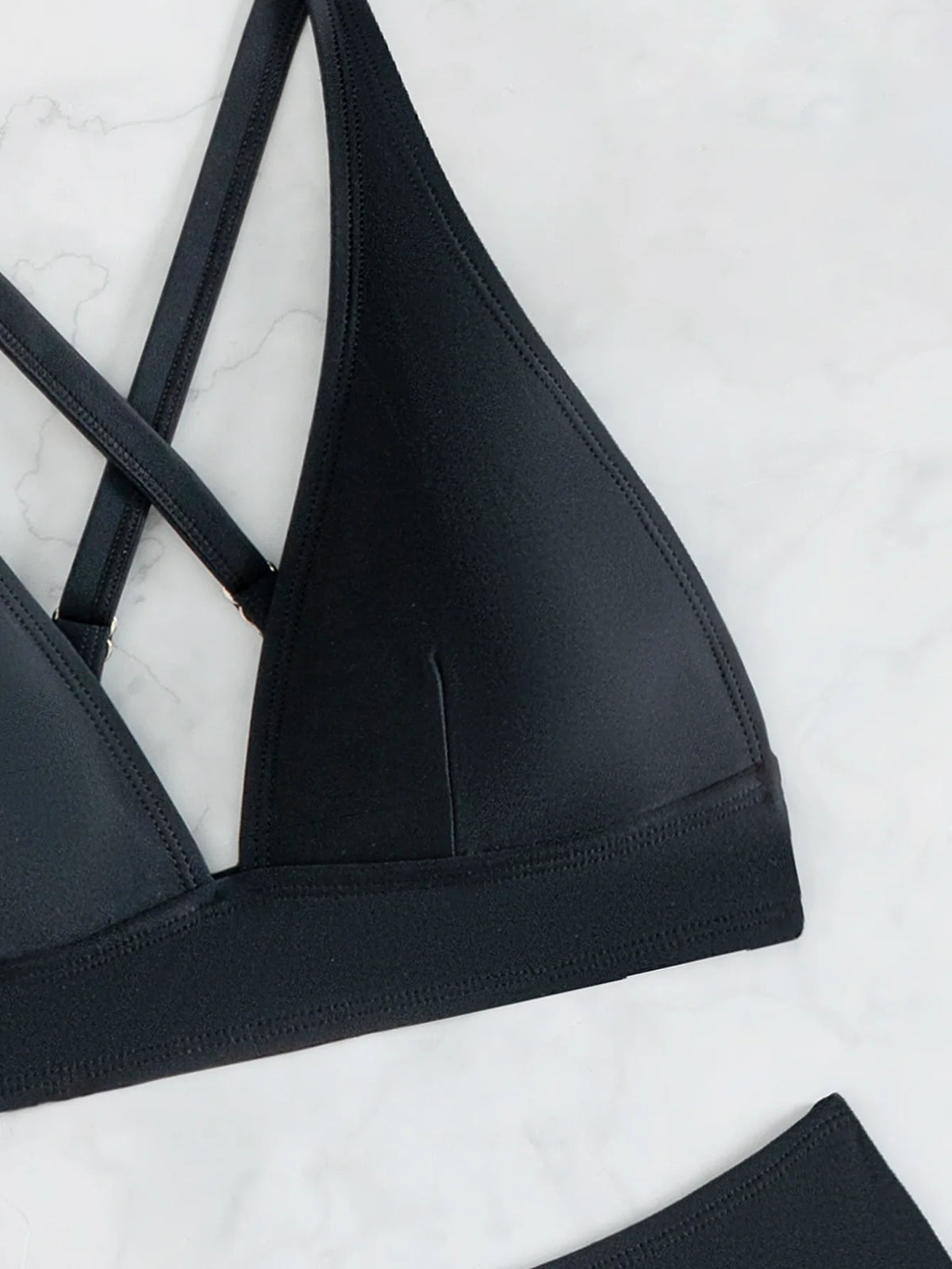 Solid Color Black Swimsuit for Women 2026 Summer High Waist 2-piece Bikini Set Beach Bathing Suit Bandage Vacation Swimwear