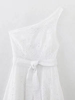 Foridol White One Shoulder Autumn Cotton Dress Women Winter Casual Dress Vestidos Maxi New Embroidery Boho Beach Dress Holiday
