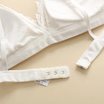 V-Neck Double Strap Floral Lace Bralette Women Scallop Edge Wireless Bra Sexy Lingerie Back Hook Closure Daily Intimates S-L