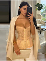 Spicy Girl Sexy Tight Corset Sexy Lace Hollow Out Sleeveless Strapless Tube Top 2025 Summer Fashion Women Street Trendy Tanks