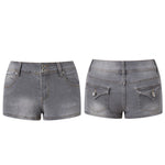 Women's Mini Jean Shorts with Pockets Low Rise Stretchy Denim Shorts Summer Sexy Casual Stylish Slim Fit Hot Short Pants
