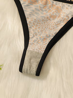 Women's sexy leopard print underwear with low waist and seamless hollow out easy to wash and dry close fitting underwear C2385