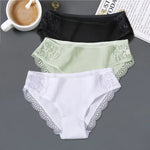 New 3Pcs/set Women's Cotton Panties M-2XL Women Patchwork Lace Underwear Sexy Low Waist Briefs Ladies Comfortable Underpants