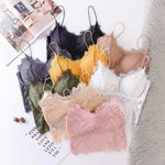 Women Floral Lace Bra Female Underwear Sexy Lingerie Lace Top Removable Pads Non-wire Solid Color Bralette Push-Up Brasieres