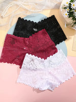 6PCS Women Lace Boxers Briefs Sexy Seamless Breathable Low Waist Female Underwear Solid Color Intimates High Elastic Lingerie