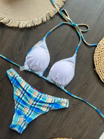 2025 New Sexy Palid Print Bikini Sets Swimsuit For Women Halter String Swimwear Female Brazilian Bathing Suits Summer Beach Wear