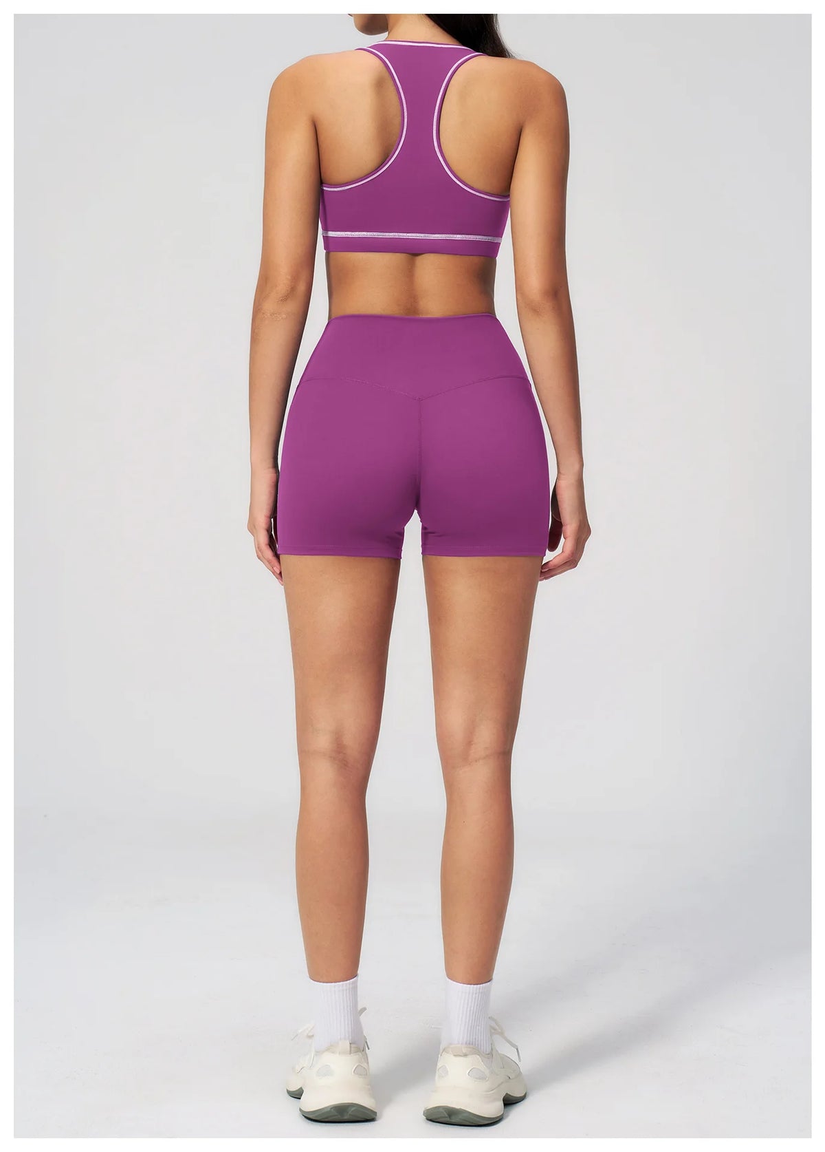 Summer New Color Contrast Yoga Set Women Tight I-shaped Back Sports Bra Versatile Fitness Suit High Waist Shorts Workout Clothes
