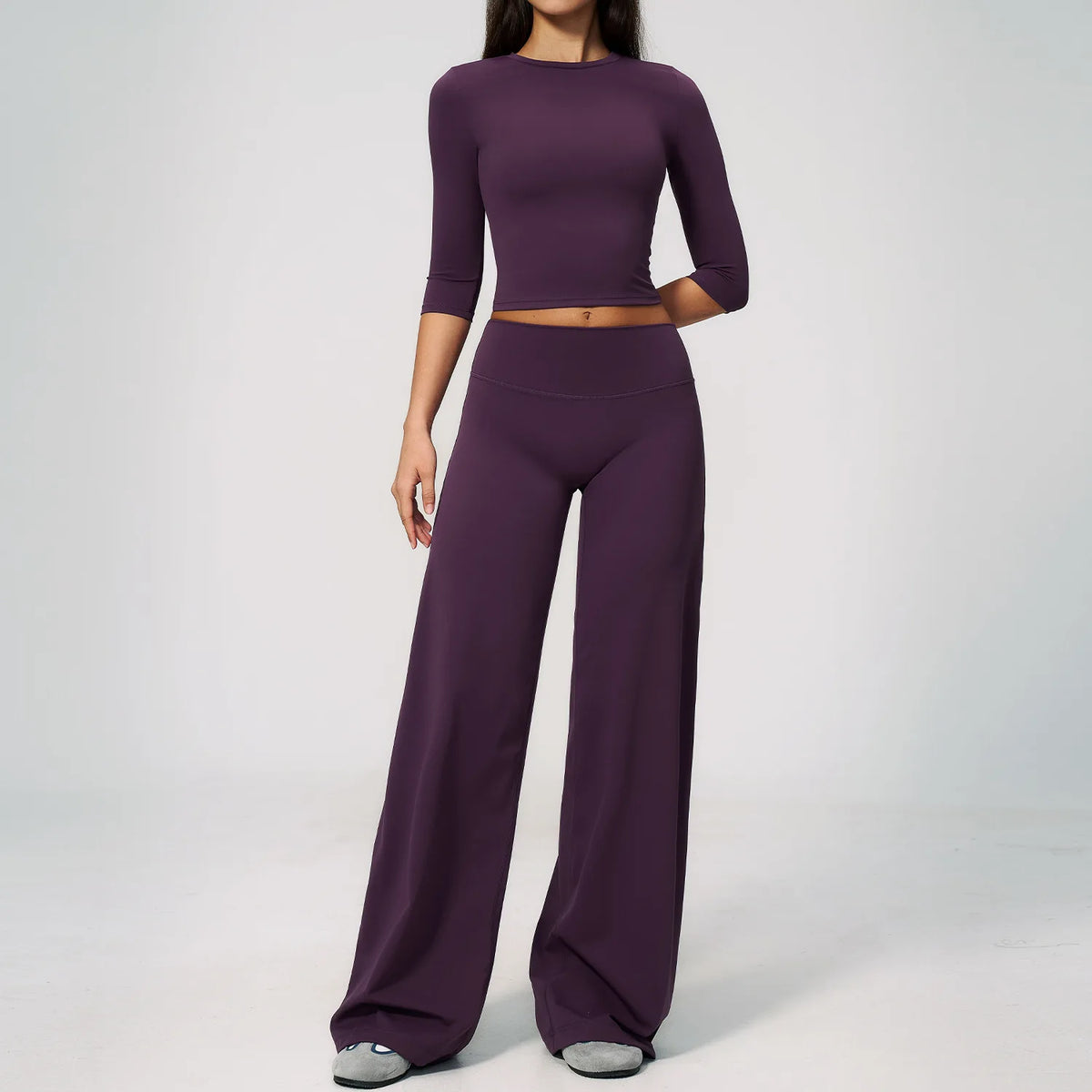 Women Tracksuit Yoga Sets Half Sleeve O Neck Slim Sports T Shirts Fitness Suit Outdoor High Waist Flare Pants Workout Clothes