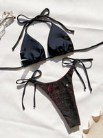 sexy giltter gradient purple string micro halter bikinis sets two pieces 2024 women thong tie swimsuit bathing suit swimwear